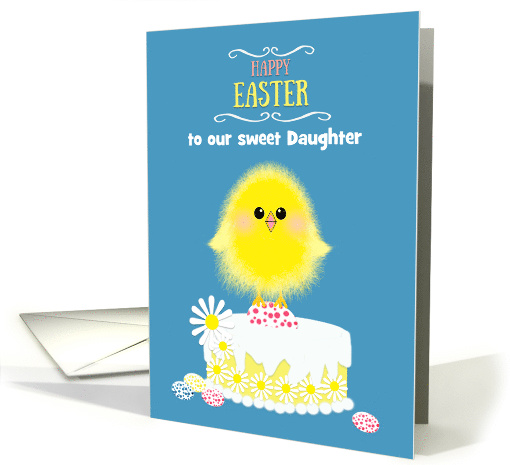 Daughter Easter Yellow Chick Cake and Speckled Eggs Custom card