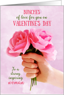 Strong Inspiring Woman Valentine’s Day Card Pink Roses card