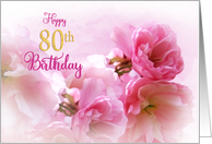 Happy 80th Birthday for Her Soft Pink Blossoms Photo Art card