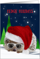 Hedgie Holidays Christmas Hedgehog in Santa Hat Humor card