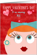 Ma Valentine’s Day Quirky Hipster Retro Gal Red Head card