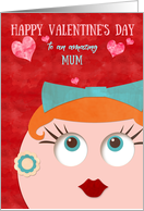 Mum Valentine’s Day Quirky Hipster Retro Gal Red Head card