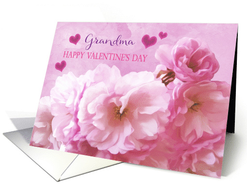 Grandma Love and Gratitude Valentine's Day Pink Cherry Blossom card