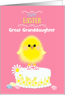 Great Granddaughter Easter Yellow Chick Cake Speckled Eggs Pink Custom card