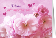 Mum Love and Gratitude Valentine’s Day Pink Cherry Blossoms Hearts card
