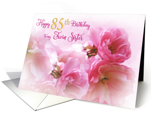 85th Twin Sister Birthday Pink Cherry Blossom Floral card (1670410)