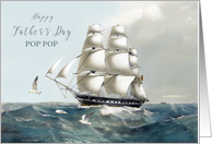 Pop Pop Father’s Day Ship East Indiamen Full Sail Lighthouse card