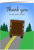 Thank You Package Delivery Driver Great Service Truck on Road card