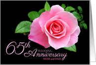 65th Wedding Anniversary Mom and Dad Pink Rose Floral Custom card