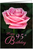 Pink Rose 95th Birthday Customizable Age card