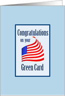Green card American flag Congratulations card