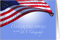 Congratulations on your US Citizenship American Flag against Sun card