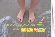 Beach Party Invitation-Come wiggle your toes card