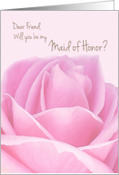 Friend Will you be my Maid of Honor Pink Rose Bridal Invitation card