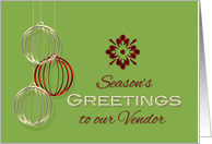 Vendor Appreciation Season’s Greetings Ornaments Elegant Business card