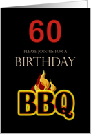 60th Birthday BBQ Invitation Flames and Coals card
