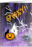 Happy Halloween Fun and Spooky ghost cat pumpkin for kids card