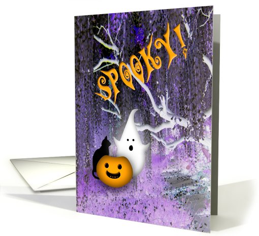 Halloween Birthday Kids Fun and Spooky ghost cat pumpkin card (624228)