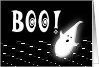 Happy Halloween Birthday Kids Boo and Cute Ghost on Black card