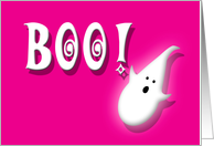 Happy Halloween Birthday Kids Boo and Cute Ghost on Pink card