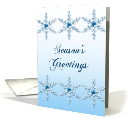 Season's Greetings holiday card cool blue snowflakes card (666979)