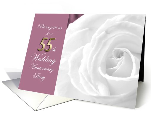 55th Wedding Anniversary Party Invitation White Rose card (707398)