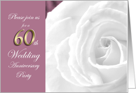 60th Diamond Wedding Anniversary Party Invitation White Rose card