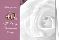 40th Wedding Anniversary Party Invitation White Rose card