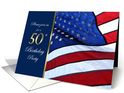 50th Birthday Party Invitation Patriotic with flag of the... (715730)