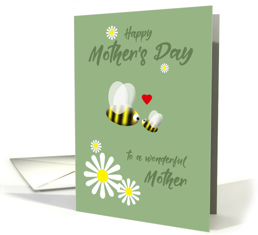 Mother's Day General Cute Bees and Daisies with a Red Heart card