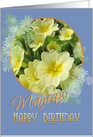 Mamaw Happy Birthday Primroses Blue and Yellow card