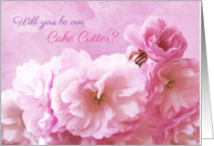 Cake Cutter Wedding Party Invitation Pink Cherry Blossoms card