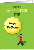 Birthday Work Spouse Man Stick Figure with Backpack Fun card