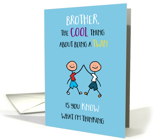 Twins Day for Brother Stick Figure Know What I'm Thinking card