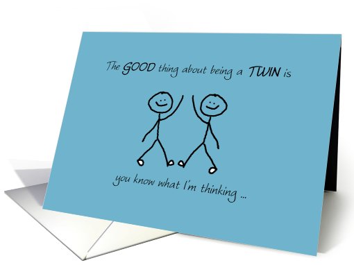 Birthday Twin Brother Stick Figures Know What I'm Thinking card