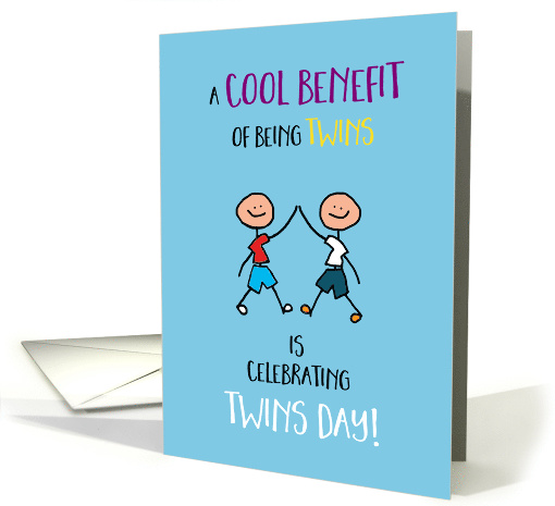 Happy Twins Day Boys Stick Figures Cool Benefit card (823350)