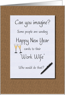 Happy New Year Work Wife Legal Pad on Desk card