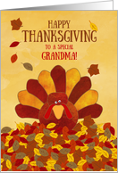 Happy Thanksgiving Grandma Gobble Gobble Cute Colorful Turkey card