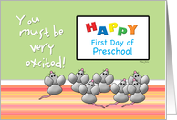 Preschool Happy First Day Cute Mice and SMART Board card