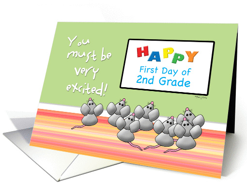 First Day of 2nd Grade Cute Mice and SMART Board card (860333)