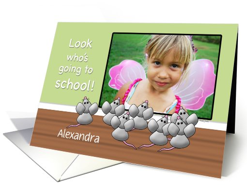 First Day of School Photo Card Cute Mice and SMART Board card (875157)