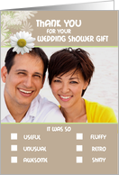 Thank you Wedding Shower Gift Humorous Check Boxes List Photo Card