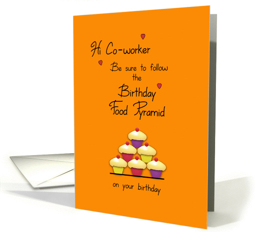 Co-worker Birthday Food Pyramid Cupcakes Humor card (902428)