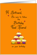 Girlfriend Birthday Food Pyramid Cupcakes Humor card