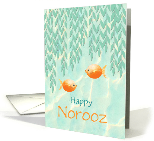 Happy Norooz Persian New Year Two Goldfish Custom Text card (905708)