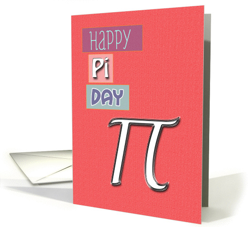 Happy Pi Day 3.14 March 14th Silver Pi Symbol Pink card (910692)