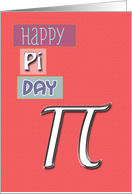 Happy Pi Day 3.14 March 14th Silver Pi Symbol Pink card