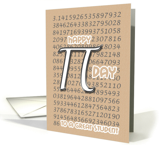 Happy Pi Day Student 3.14 March 14th Silver Pi Symbol card (911593)