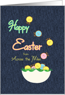 Happy Easter Across the Miles Tumbling Chicks in Egg Denim Look card