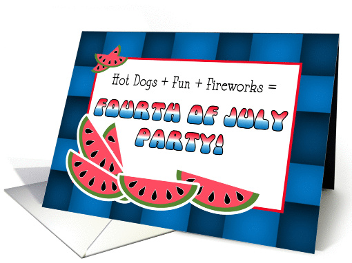 Invitation Fourth of July Party Hot Dogs + Fun + Fireworks = card